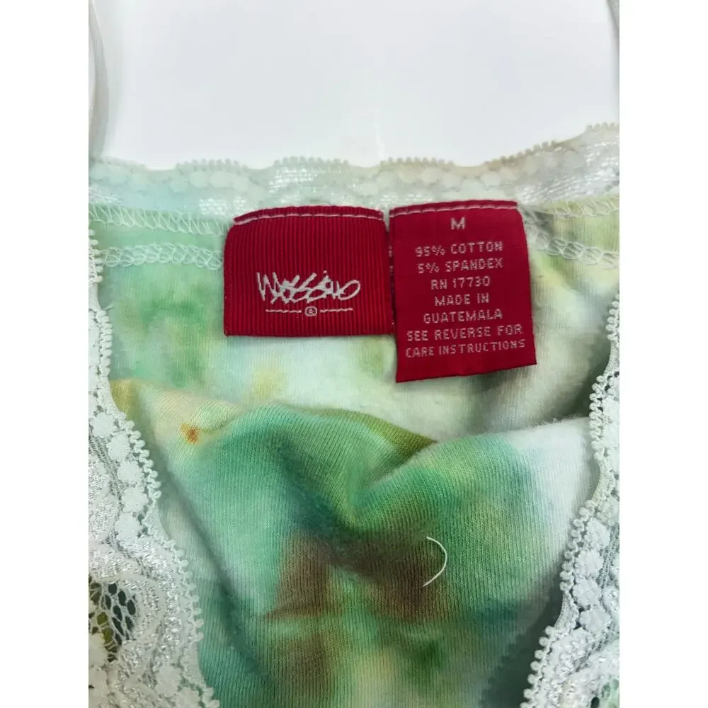Vintage Y2K Mossimo Boho Lace Trim Tie Dye Cami Spaghetti Strap Tank Top M - Picture 3 of 6